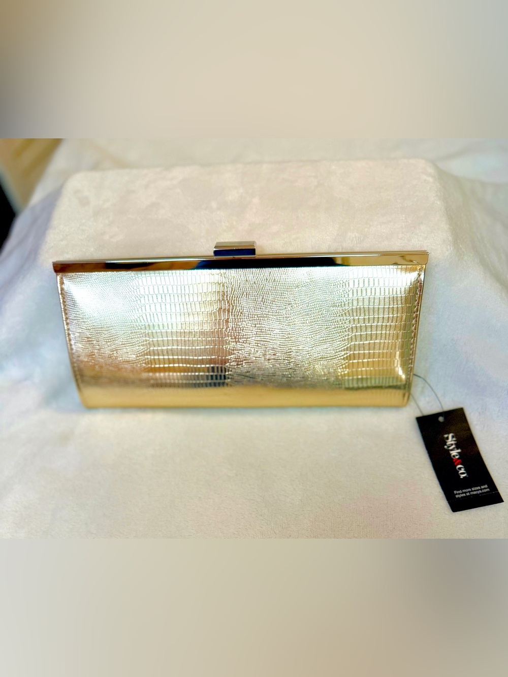MACYS Style & Co Evening formal Wedding Bag NWT gold clutch